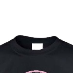 T-shirt noir à manches courtes et col rond pour adolescents avec motif graphique rose, idéal pour l'école, le quotidien et le streetwear, vêtement confortable - Product Image 2