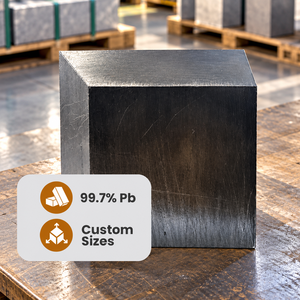 Bloques de Plomo Gris de Alta Pureza 99.97%, 4x4x2 Pulgadas, Mecanizados con Precisión, Barra de Plomo para Protección contra Radiación Industrial, 6.5 kg - Product Image 1
