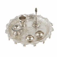 Ensemble de thali en argent plaqué, artisanal et haut de gamme, pour Diwali et les cadeaux de mariage, design moderne, marque IMPERIAL BRASS STORE