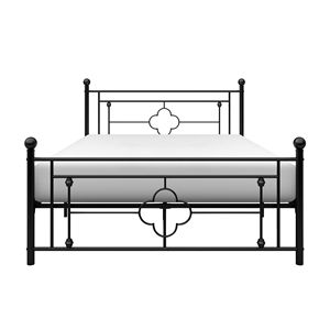 Letto matrimoniale moderno tradizionale con struttura in metallo nero e finiture a sfera - Product Image 1