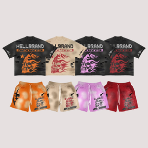 Ensemble T-shirt et short oversize pour homme Brandname Art Department, col rond, coton, décontracté, streetwear d'été - Product Image 6