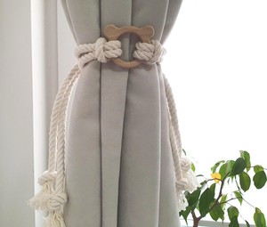 Attache-rideau en bois en forme de tête d'ours – Support en corde de coton pour chambre d'enfant - Product Image 2