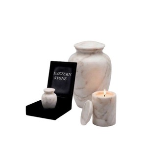 Marble Funeral Urn Keepsake Urn and Tealight Candle Jar Set <b>Memorial</b> Ashes Holder for Human or Pet Remembrance Wholesale - Product Image 2