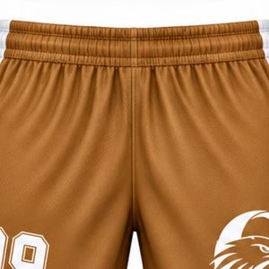 <b>Men</b> Light <b>Brown</b> Sublimated Ice Hockey <b>Shorts</b> Polyester Striped Sports <b>Shorts</b> Lightweight Athletic Team Uniform Competition - Product Image 6