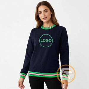 Women's Black Crew Neck Fleece <b>Sweatshirt</b> with Green & <b>Pink</b> Trim and Front Logo-Autumn/Winter Sorority Apparel - Product Image 3