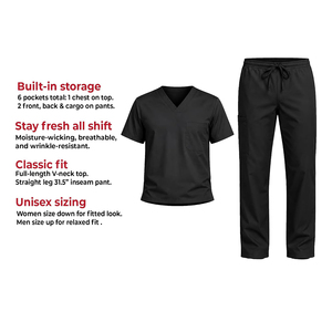 Conjunto de Uniforme Médico Unisex Harry Johnson al por Mayor, Negro, Cuello en V, Algodón y Poliéster, Pantalones con Cordón, Bolsillos en el Pecho - Product Image 5