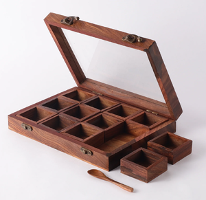 Boîte à épices rectangulaire en bois, conteneur de rangement, salières et poivrières, qualité alimentaire, écologique, outil de cuisine - Product Image 1