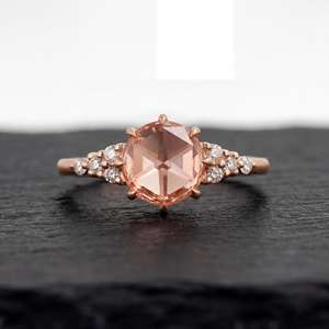 Elegante Anillo de Compromiso con Diamante Rosa Cultivado en Laboratorio, Corte Rosa, 1.00 CT, VS2, Oro Sólido de 14K, Joyería para Mujer para Bodas y Fiestas - Product Image 3
