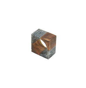 Elegant 2 Piece Wood & Blue <b>Epoxy</b> Resin Napkin Ring Holder For Luxury Home Lunch & Dinner Top <b>Table</b> Organizer Accessories - Product Image 2