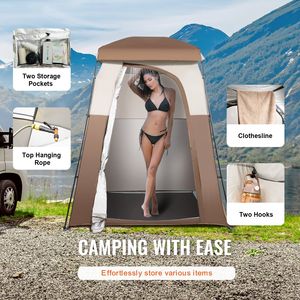 <b>Camping</b> Outdoor Portable 66\" X 66\" X 87\" 1 Room Oversize Privacy Shelter Tent with Detachable Top Pockets Hangi" Shower Tent - Product Image 4