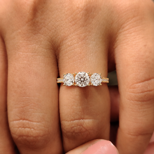 Wholesale Three Stone Lab Grown Diamond Engagement Rings 14K <b>Solid</b> Gold 2.50 CTW Rhodium Plated Women's Custom Manufacturer - Product Image 2