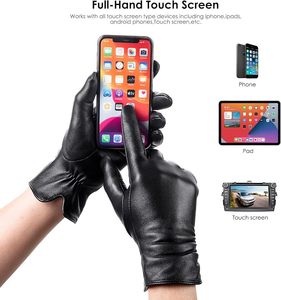 Gants en cuir noirs, longueur poignet, style uni, non doublés, pour services professionnels et usage quotidien en hiver - Product Image 4