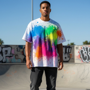 T-shirt noir uni oversize en gros, 100 % coton épais, streetwear homme, impression de logo personnalisée, coupe carrée - Product Image 1