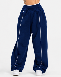 Conjunto Deportivo Casual de Dos Piezas para Mujer con Cremallera y Líneas en Contraste, Chaqueta de Corte Holgado y Pantalones de Pierna Ancha a Juego, a la Moda - Product Image 5