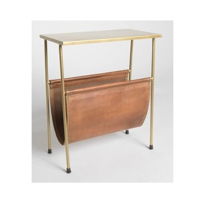 Metal <strong>Leather</strong> <strong>Magazine</strong> Rack Rack Living Room Goods for Home Creative Handle Golden Finished Luxury Storage <strong>Holders</strong>