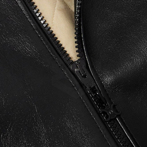 <b>Men's</b> Genuine Leather High Street Zipper Closure Turn-Down Collar Breathable Solid Color Biker Style Autumn Wear <b>Men's</b> <b>Jackets</b> - Product Image 4
