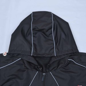 Chaqueta Cortavientos con Capucha Negra para Hombre, con Logotipo Estampado en la Parte Delantera, Cierre de Cremallera, Estilo Deportivo, Ropa de Abrigo de Otoño, Material de Poliéster - Product Image 3