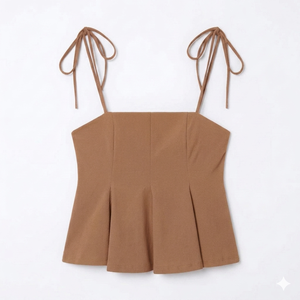 Débardeur personnalisé pour femme, sans manches, à fines bretelles, léger, décontracté, d'été, style peplum, élégant, vente en gros - Product Image 1