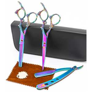 Ciseaux de barbier professionnels légers en acier inoxydable 440C, lame tranchante, design pliable, manche moyen pour une longue durée de vie - Product Image 1