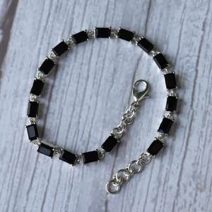 Pulsera de ónix negro natural, plata de ley 925, hecha a mano, única, impresionante, cadena tipo tenis, regalo de joyería para mujer - Product Image 6