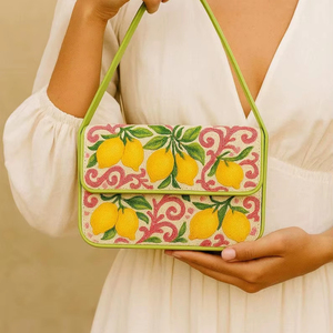 Bolso de Hombro con Estampado de Limones, Bolso con Diseño Cítrico, Bolso de Hombro con Frutas, Bolsos Amarillos con Cuentas, Bolsos con Cuentas de Limón, Verano - Product Image 1