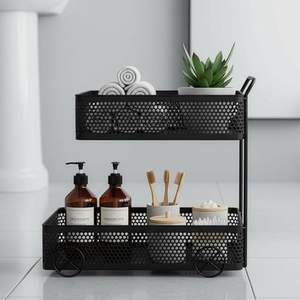 Panier de rangement en métal noir de qualité supérieure avec poignées, élégant organisateur en fil métallique pour la décoration intérieure - Product Image 4