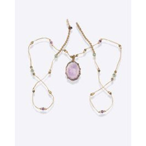 Pendentif ovale en macramé fait main violet avec cordon perlé long, bijou artisanal bohème pour femme, plaqué platine, certifié IGI - Product Image 3