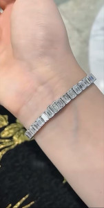 Elegant Emerald Cut Diamond <b>Bracelet</b> in White Gold Minimal Luxury Tennis <b>Bracelet</b> for Women Timeless Fine Jewelry Gift for Her - Product Image 3