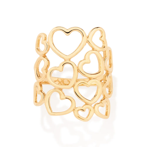 Solid 18K <b>Gold</b> Women's Rose <b>Gold</b> Plated Heart Pattern <b>Cocktail</b> <b>Ring</b> Romantic Fashion Jewelry Daily Wear - Product Image 3