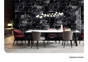 Azulejo de porcelana pulido negro brillante de alta calidad Fantasy 600x1200 con textura de piedra negra con vetas doradas (S) - Product Image 4