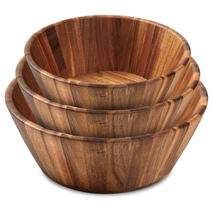 Juego de 3 cuencos de madera de acacia Premium, suministro al por mayor, cuencos de madera para servir ensaladas, frutas, dulces, aperitivos, mesa de cocina - Product Image 1