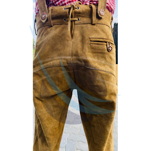 Pantalones de cuero Lederhosen para hombre con tirantes y parche bordado en la rodilla, traje tradicional bávaro - Product Image 5