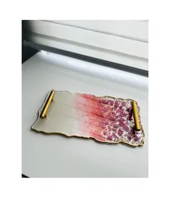 Plateaux en résine artistiques modernes avec motif végétal pour le rangement de bijoux et l'organisation de la maison, utilisation décorative - Product Image 5