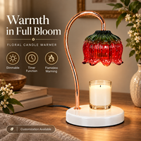 Diffuseur de cire sans flamme, motif floral rouge et vert, avec variateur d'intensité, emballage cadeau personnalisé