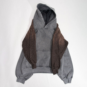 Sudadera con Capucha Personalizada con Pedrería, Estilo Vintage, con Logotipo Serigrafiado, Felpa Gruesa, Lavado Ácido - Product Image 2