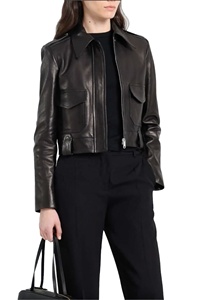 เสื้อแจ็คเก็ตหนัง PU ผู้หญิง รุ่นสปริง/ออทั่ม ปี 2025-2026  คอปกตั้ง ทรงเข้ารูป แขนยาว  บาง - Product Image 2