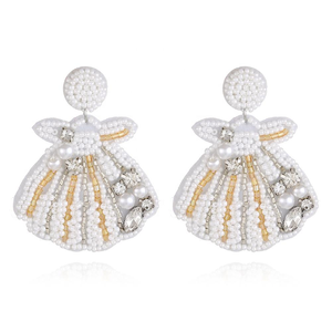 Boucles d'oreilles clous en perles de verre tissées à la main Série Océan, motifs étoile de mer, hippocampe, dauphin, tortue, coquillage, style vintage, par MD HANDICRAFTS - Product Image 2