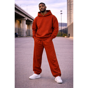 Ensemble de survêtement streetwear premium en coton molletonné épais 500 GSM, coupe oversize et carrée, délavé à l'acide, avec broderie de strass - Product Image 3
