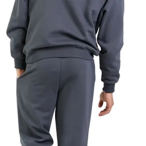 Conjunto de Sudadera con Capucha y Pantalones Deportivos para Hombre, Color Sólido, Informal, de Felpa Tejida, para Otoño, con Cordón en la Cintura, Gris - Product Image 3