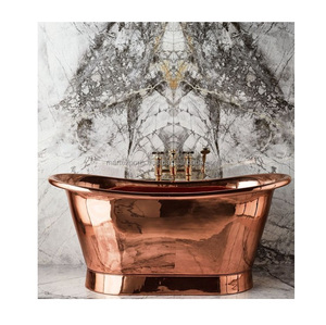 Baignoire en cuivre massif artisanale de qualité supérieure, esthétique moderne, profonde, autoportante, avec chauffage à température constante pour un luxe inégalé - Product Image 3