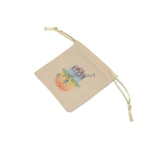 Chakra Om Croissant Coton Pochette toile de jute jute toile de jute emballage chanvre naturel cordon sacs en gros toile de jute cadeau pochette en lin - Product Image 4
