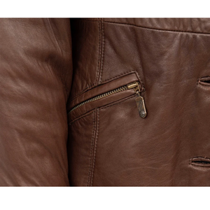 Veste bomber en cuir véritable pour femme avec col en fourrure de renard, ceinture, manteau d'hiver - Product Image 6