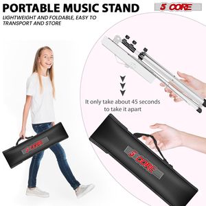 Support de livre pliable tout en métal, support de musique de bureau réglable avec porte-partiture portable MUS FLD WH - Product Image 6