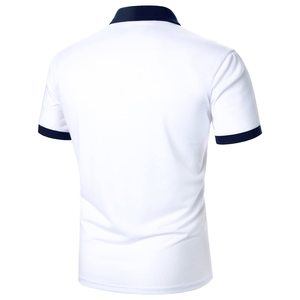 Polo à manches courtes en tricot rayé blanc et bleu pour homme, style décontracté, respirant, coupe classique, faible MOQ, polos pour homme - Product Image 6