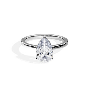 Anillo de compromiso con diamante en forma de pera en oro rosa de 10 quilates, estilo clásico para mujer - Product Image 5