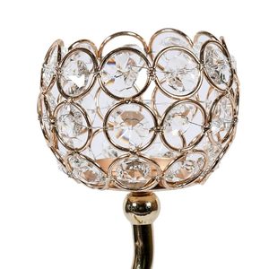 Luxury Gold Crystal Candle <b>Holder</b> Elegant Metal Table Centerpiece Decorative <b>Tealight</b> Stand - Product Image 2