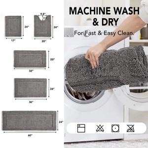 Thick Chenille Bath <b>Mat</b> Rectangle Solid Color Non-Slip Rubber Backing Modern Style Machine Washable Home Use - Product Image 6