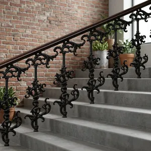 Balaustres de hierro forjado elegantes, clásicos y decorativos, kit de repuesto de pasamanos metálicos para soporte de pasamanos de escalera interior - Product Image 2