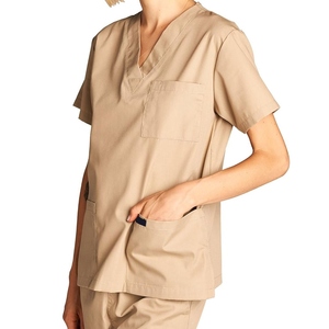 Ensemble de blouses médicales pour hommes, violet, col en V, manches courtes, uniforme en coton et polyester tissé, vêtements d'hôpital - Product Image 2