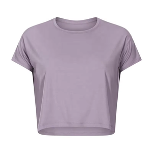 Women's Summer Fashion Regular Fit Full Sleeve O-Neck Jersey <b>Crop</b> <b>Top</b> Gym Fitness Workout Streetwear Running 100% Cotton - Product Image 3